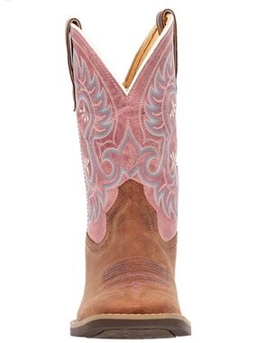 Durango Brown Foot Pink Embroidered Shaft Western Boot
